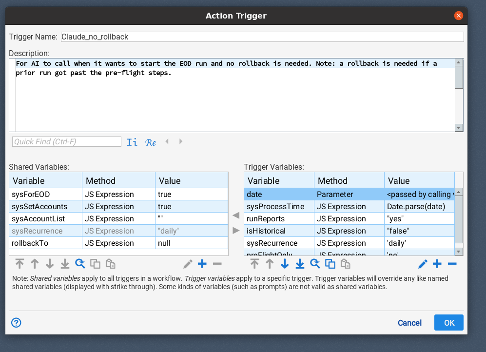 Action Trigger Configuration