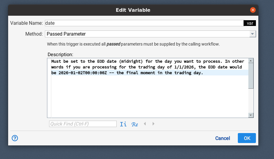 Parameter Variable Configuration
